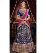 Blue Colour Jacquard Lehenga With Blue Colour Silk Choli And Rani Colour Organza Dupatta