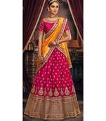 Magenta Colour Handloom Silk Lehenga Choli With Mustard Colour Viscose Jacquard Dupatta
