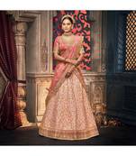 Light Peach Colour Handloom Silk Lehenga With Peach Colour Silk Jacquard Choli And Peach Colour Net Dupatta