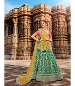 Ferozi Colour Jacquard Lehenga With Rani Colour Jacquard Choli And Yellow Colour Net Dupatta