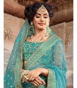 Ferozi Colour Satin Silk Lehenga Choli With Ferozi Colour Net Dupatta