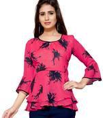 Pink printed georgette chiffon-tops