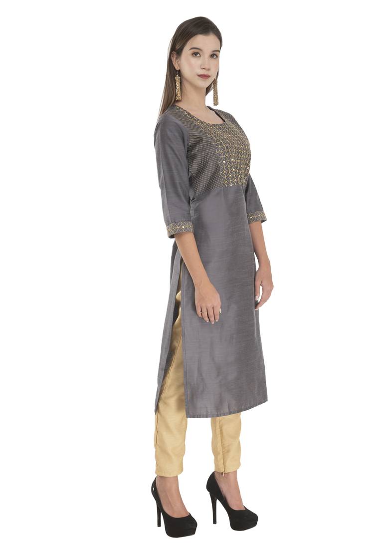 Lagi Womens Embroidered Straight Polly Silk MC34B