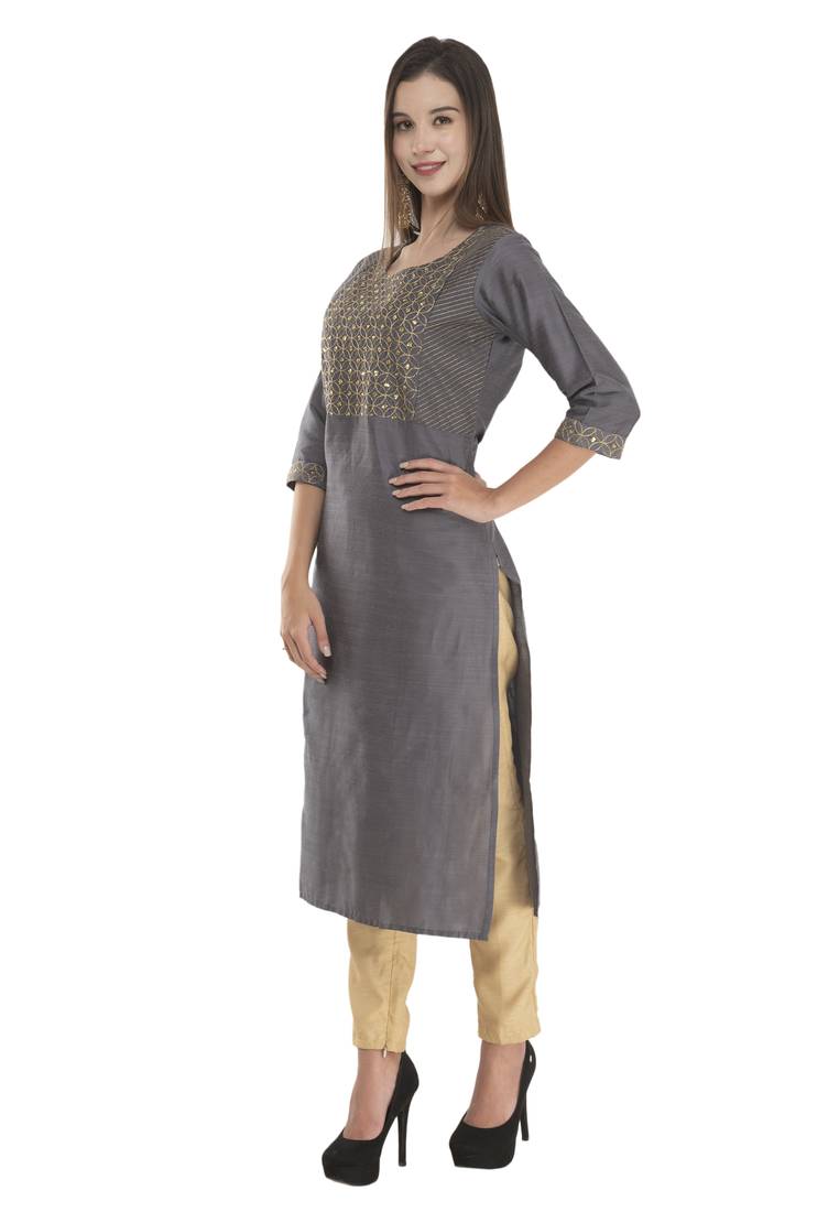 Lagi Womens Embroidered Straight Polly Silk MC34B