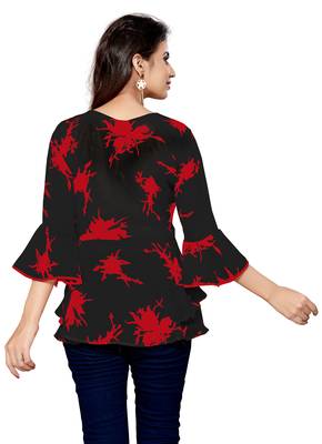 Black printed georgette chiffon-tops 2