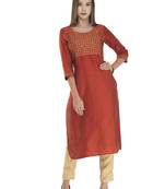 Lagi Womens Embroidered Straight Polly Silk MC34C