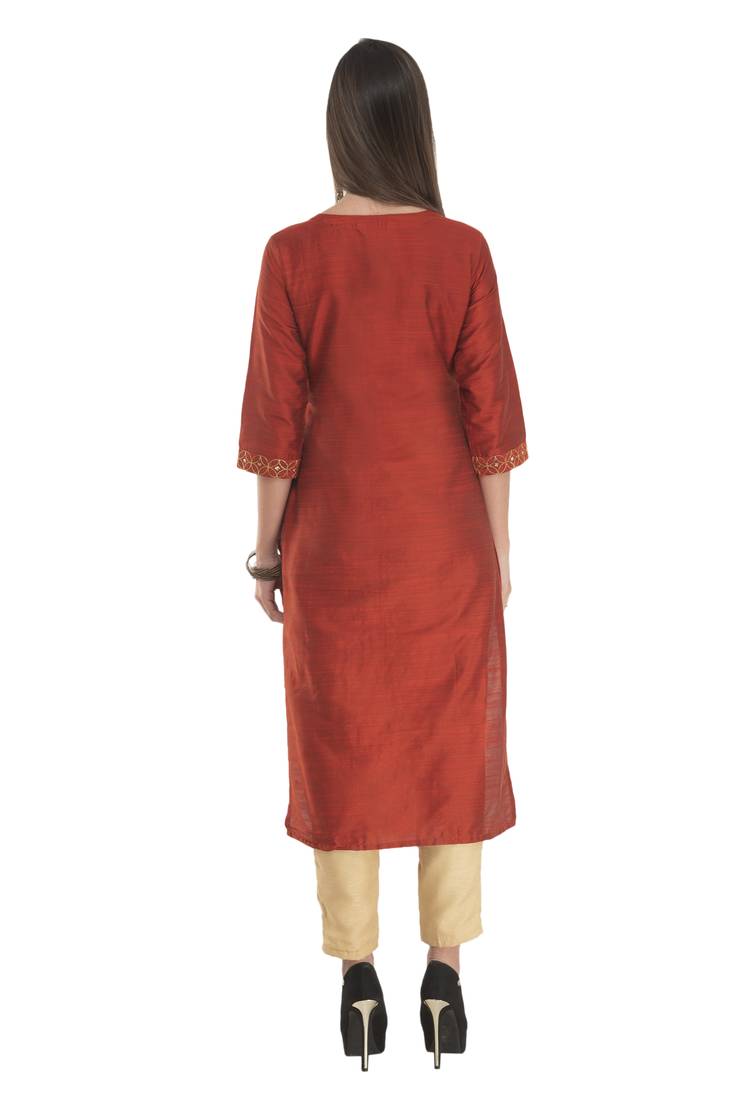 Lagi Womens Embroidered Straight Polly Silk MC34C