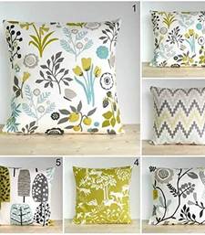 multicolor Jute Polyester Blend Printed Cushion Cover 16x16 Inch Set of Five Pieces