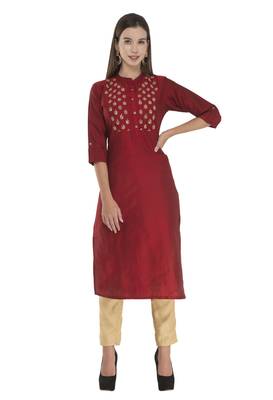 Womens Embroidered Straight Polly Silk 1