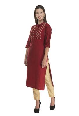 Womens Embroidered Straight Polly Silk 5