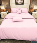 Exclusive Cotton Satin Stripe 210 TC King Size Bedsheet with Two Pillow cover