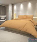 Exclusive Cotton Satin Stripe 210 TC King Size Bedsheet with Two Pillow cover