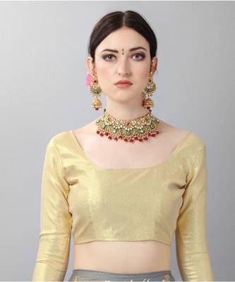 Grey printed faux georgette saree with blouse 4