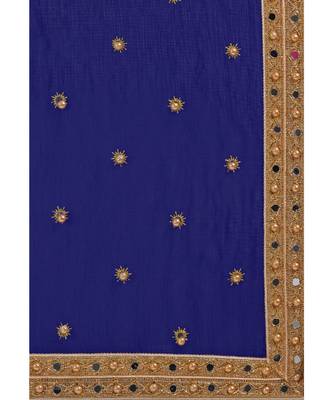 Blue woven faux georgette saree with blouse 5
