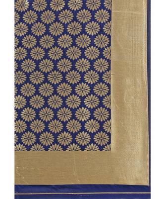Blue woven art silk saree with blouse 5