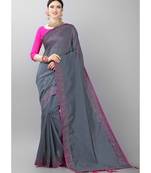 Grey woven art silk saree with blouse