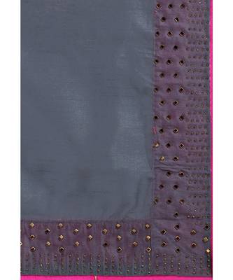 Grey woven art silk saree with blouse 5