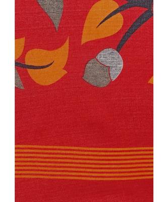 Beige printed art silk saree with blouse 5