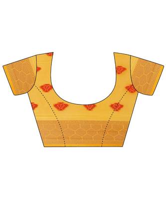 Yellow woven art silk saree with blouse 4