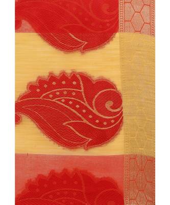 Yellow woven art silk saree with blouse 5