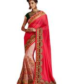 Red Embroidered Georgette Saree With Blouse