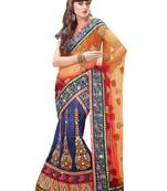 Green Embroidered Net Saree With Blouse