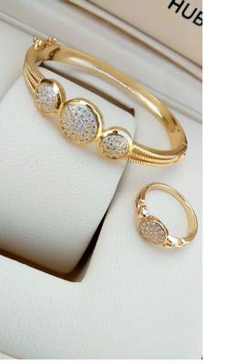 Gold bracelets with ring 1