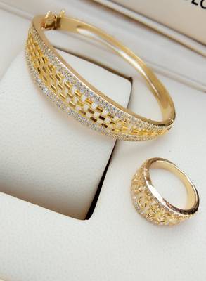 Gold bracelets with ring 1