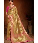 Gold woven blended silk kanchipuram saree with blouse
