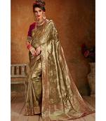 Gold woven blended silk kanchipuram saree with blouse