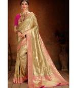 Gold woven blended silk kanchipuram saree with blouse