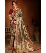 Gold woven blended silk kanchipuram saree with blouse