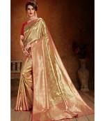 Gold woven blended silk kanchipuram saree with blouse
