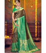 Brown woven blended silk kanjivaram saree with blouse