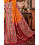 orange woven blended silk kanjivaram saree with blouse