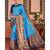Blue woven blended silk kanjivaram saree with blouse