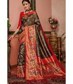 Brown woven blended silk kanjivaram saree with blouse