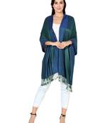 Navy Blue-Green Super Fine Soft Women's Viscose Reversible Pashmina Scarf, Stole & Wrap with Hanger