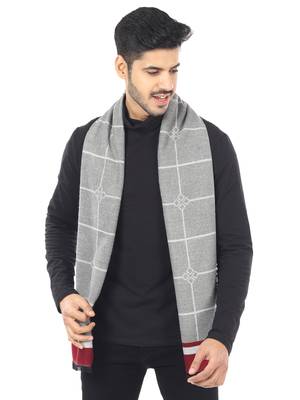 Woven Reversible Printed Men's Wool & Acrylic Muffler Warm Cashmere Wrap Shawl 2