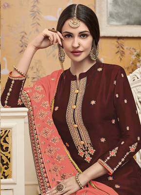 Maroon embroidered crepe salwar 2