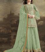 Light-green embroidered net salwar