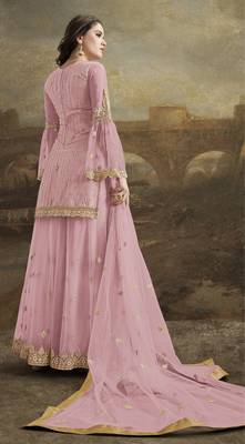 Light-pink embroidered net salwar 2