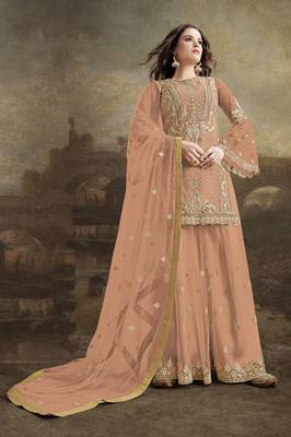 Coffee embroidered net salwar 1
