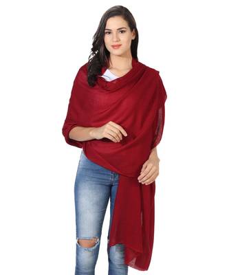 Maroon Super Fine Blended Ultra Soft & Warm Wool Silk Unisex Pashmina Shawl, Stole & Wrap with Hanger 1