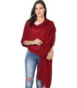 Maroon Super Fine Blended Ultra Soft & Warm Wool Silk Unisex Pashmina Shawl, Stole & Wrap with Hanger