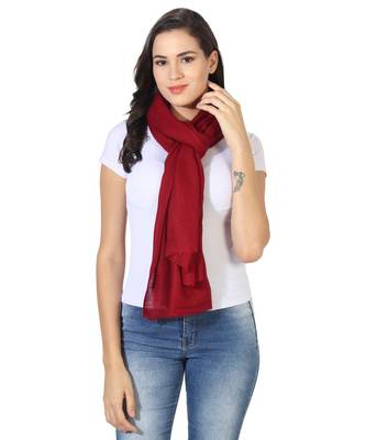 Maroon Super Fine Blended Ultra Soft & Warm Wool Silk Unisex Pashmina Shawl, Stole & Wrap with Hanger 2