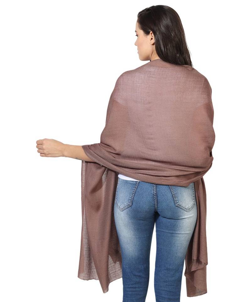 Sandy brown Super Fine Blended Ultra Soft & Warm Wool Silk Unisex Pashmina Shawl, Stole & Wrap with Hanger