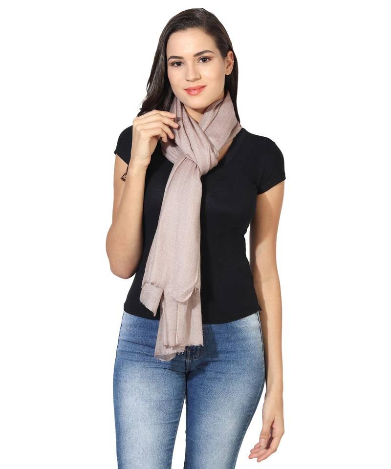 Dark Beige Super Fine Blended Ultra Soft & Warm Wool Silk Unisex Pashmina Shawl, Stole & Wrap with Hanger