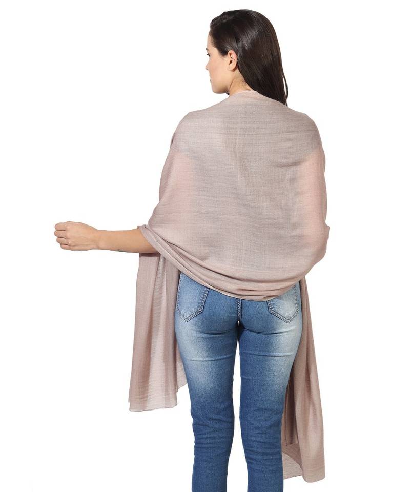Dark Beige Super Fine Blended Ultra Soft & Warm Wool Silk Unisex Pashmina Shawl, Stole & Wrap with Hanger
