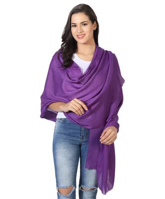 Purple Super Fine Blended Ultra Soft & Warm Wool Silk Unisex Pashmina Shawl, Stole & Wrap with Hanger 1